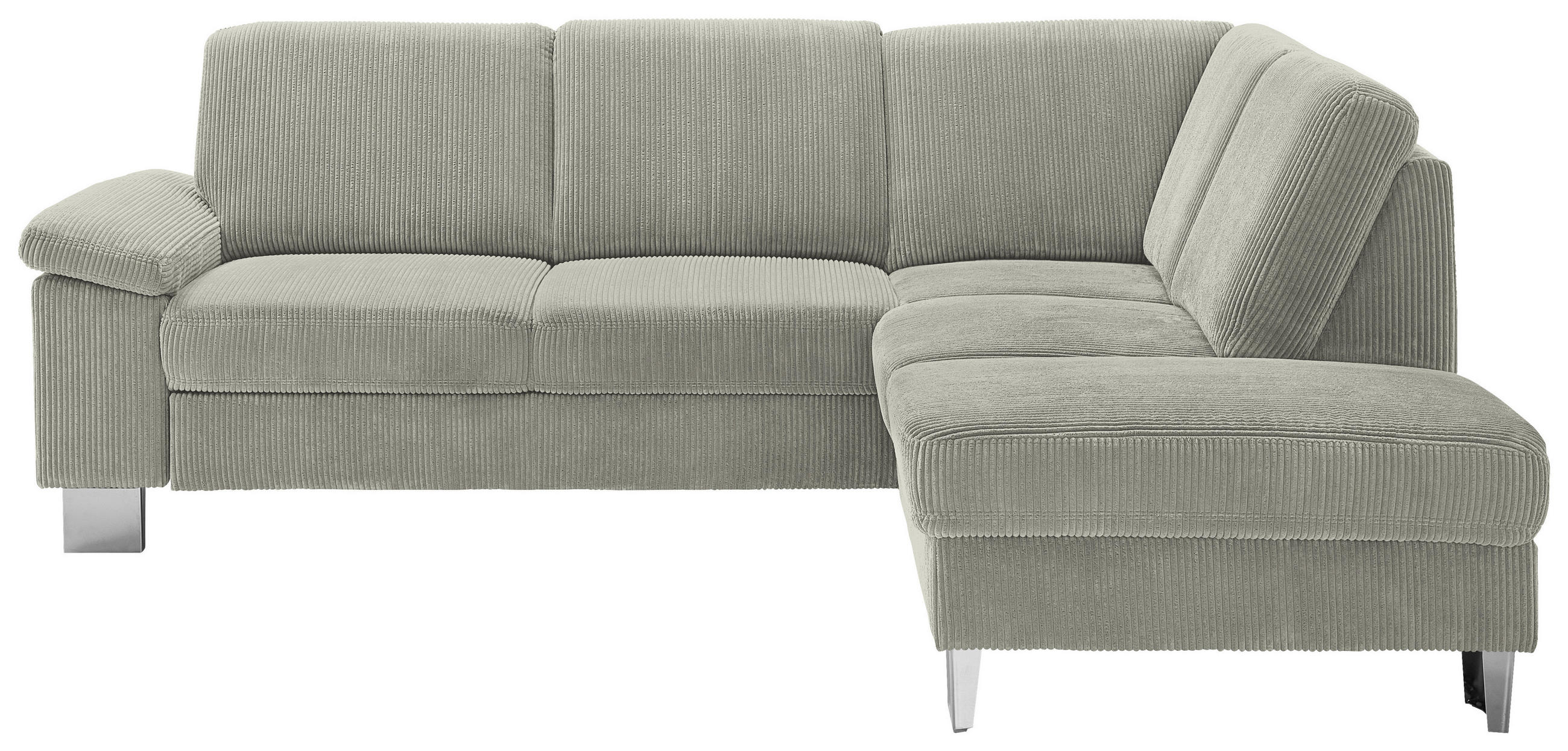 ECKSOFA in Cord Greige  - Edelstahlfarben/Greige, Konventionell, Textil/Metall (248/200cm) - Beldomo System