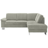 ECKSOFA in Cord Greige  - Edelstahlfarben/Greige, Konventionell, Textil/Metall (248/200cm) - Beldomo System