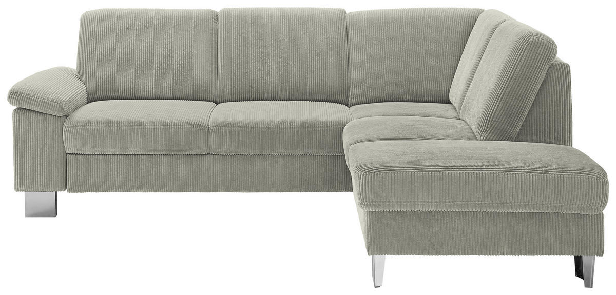 ECKSOFA in Cord Greige  - Edelstahlfarben/Greige, Konventionell, Textil/Metall (248/200cm) - Beldomo System
