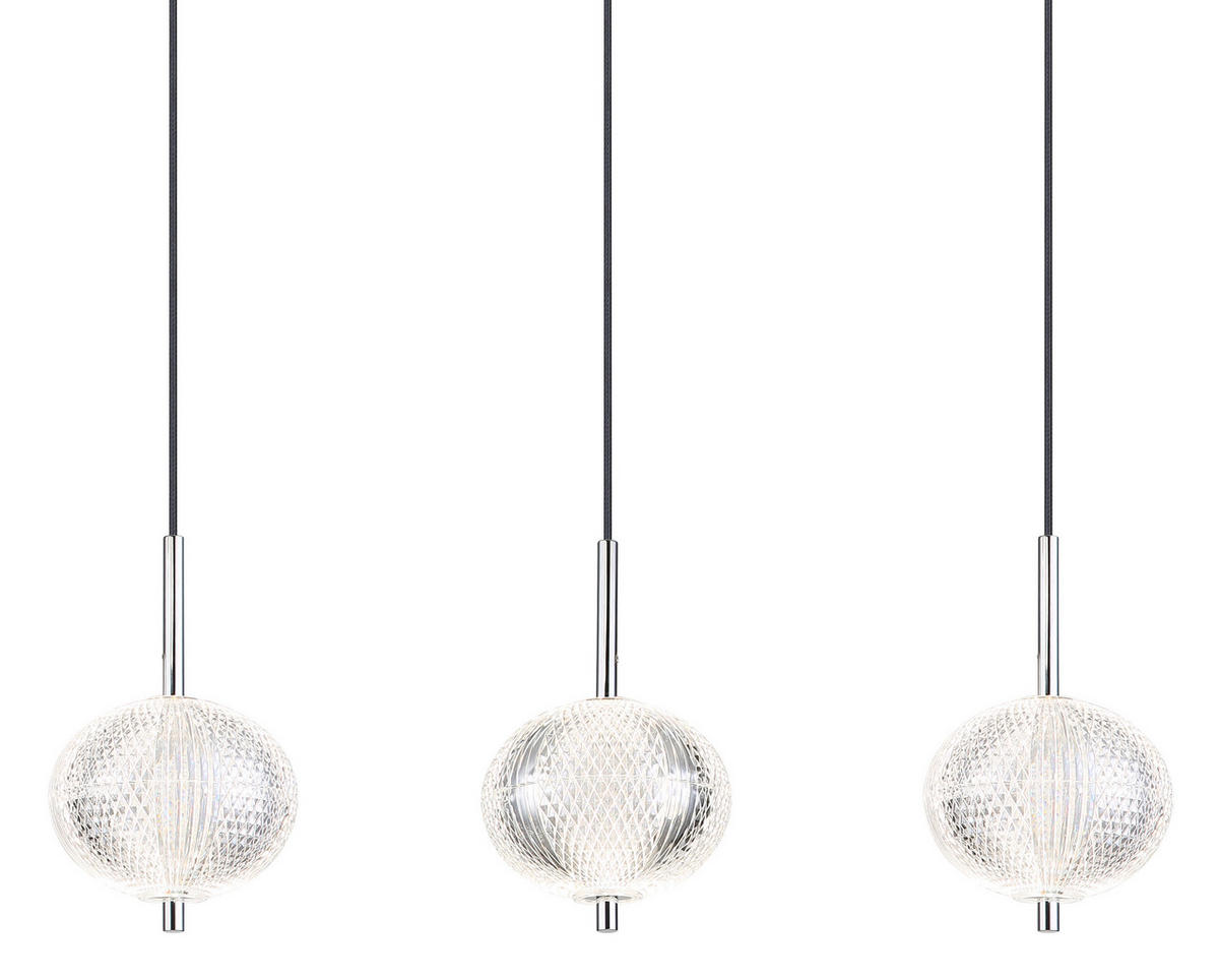 LED-HÄNGELEUCHTE 118/15/150 cm   - Klar/Chromfarben, KONVENTIONELL, Kunststoff/Metall (118/15/150cm) - Globo