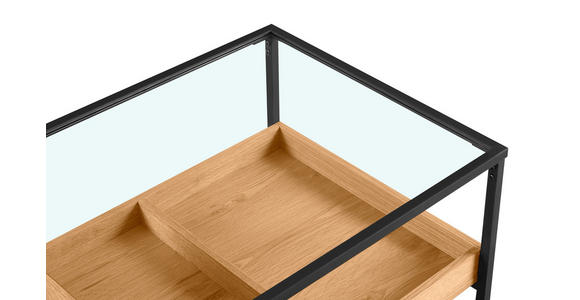COUCHTISCH Eiche furniert, massiv ESG 110/60/40 cm rechteckig Klar, Naturfarben, Schwarz - Klar/Eichefarben, Natur, Glas/Holz (110/60/40cm) - Novel