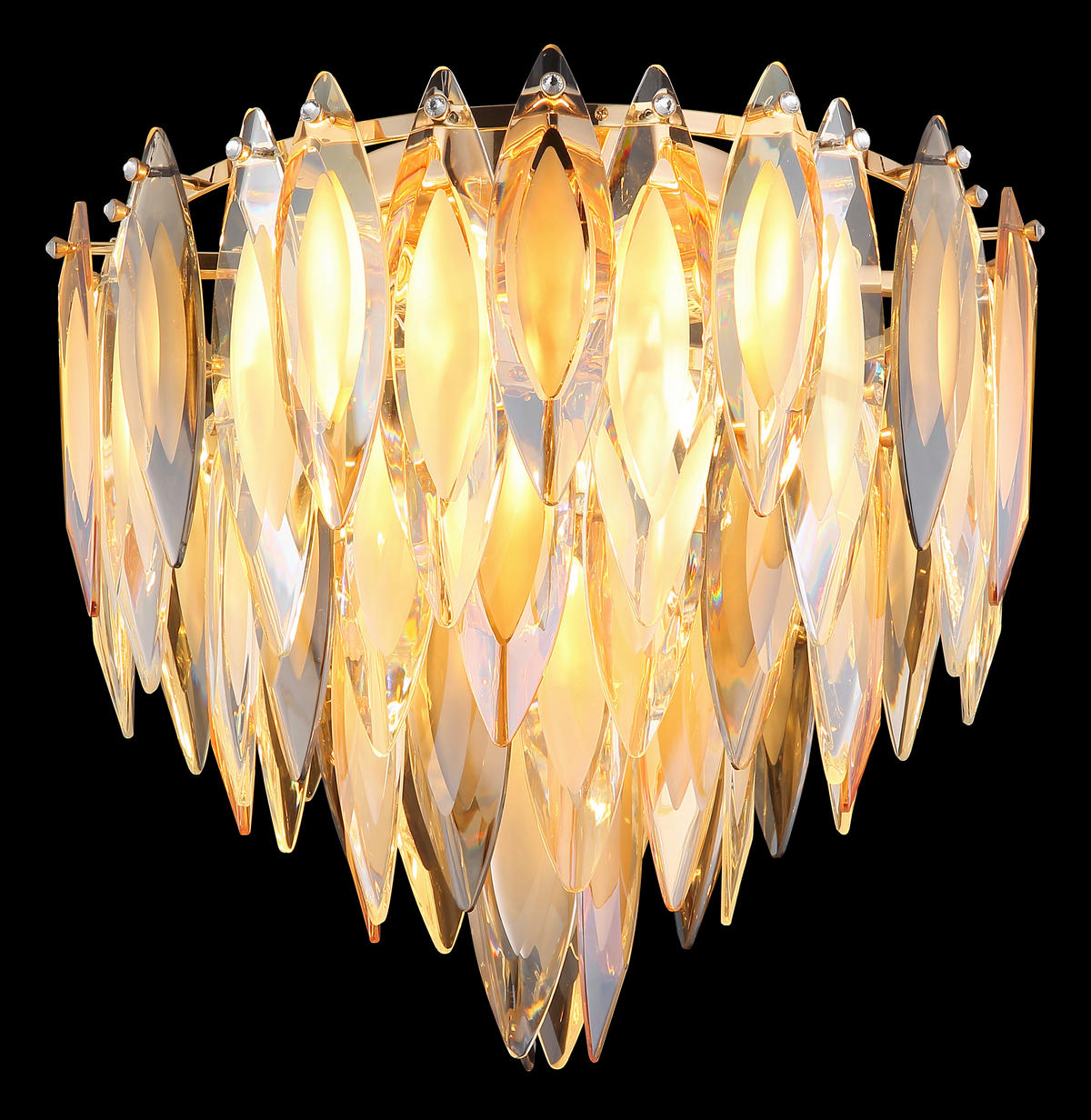 KRISTALL-DECKENLEUCHTE 42/37 cm   - Klar/Champagner, KONVENTIONELL, Glas/Metall (42/37cm)