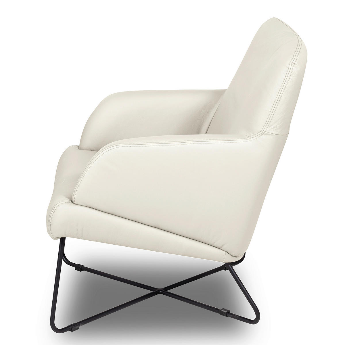 SESSELSET Echtleder Weiss  - Weiss/Schwarz, Design, Leder/Metall (67/87/74cm) - Livetastic