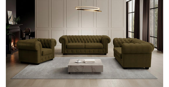 CHESTERFIELD-SESSEL - Wengefarben/Khaki, LIFESTYLE, Holz/Textil (115/76,5/96cm) - Landscape