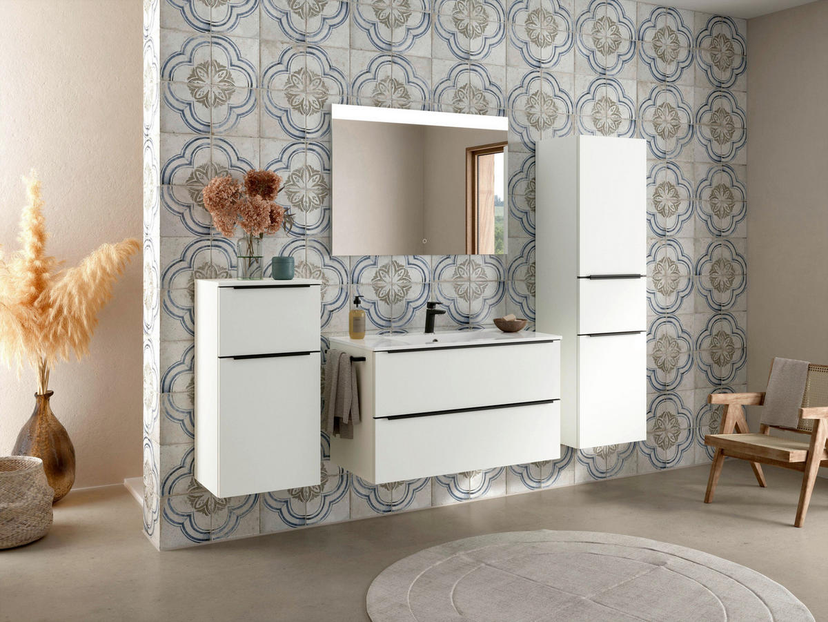 BADEZIMMER 5-teilig  in 191 cm  - Schwarz/Weiß, MODERN, Glas/Holzwerkstoff (191cm) - Nobilia