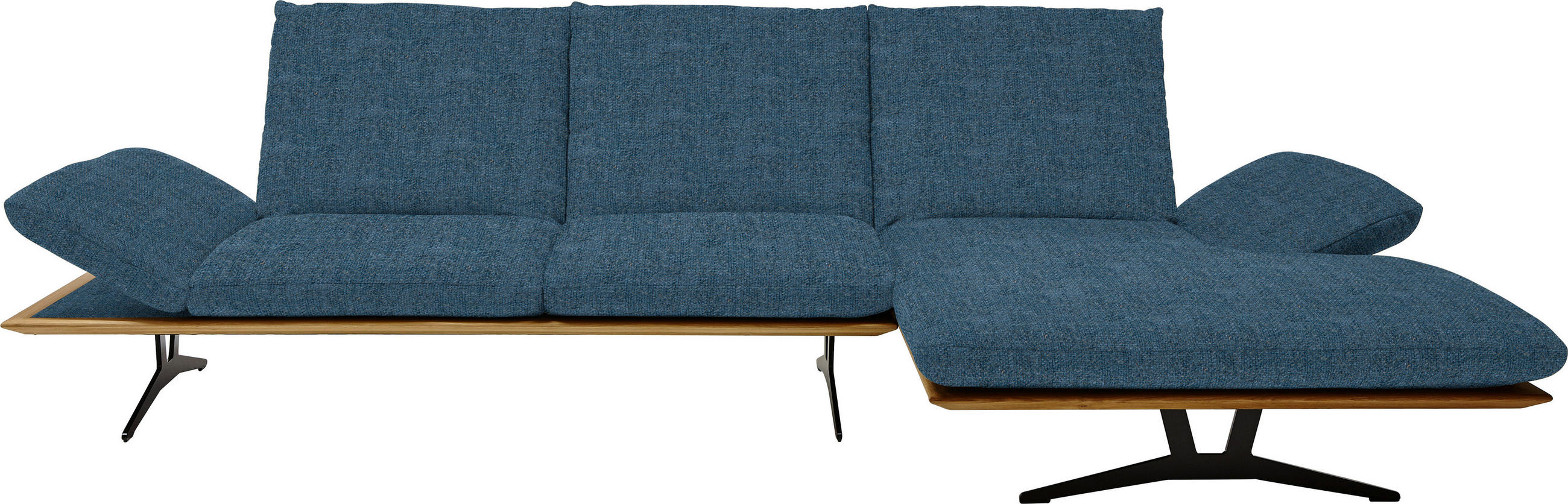 ECKSOFA Formia in Flachgewebe Blau  314/159 cm  - Blau/Schwarz, Design, Holz/Textil (314/159cm) - Dieter Knoll