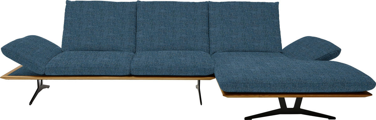 ECKSOFA Formia in Flachgewebe Blau  314/159 cm  - Blau/Schwarz, Design, Holz/Textil (314/159cm) - Dieter Knoll