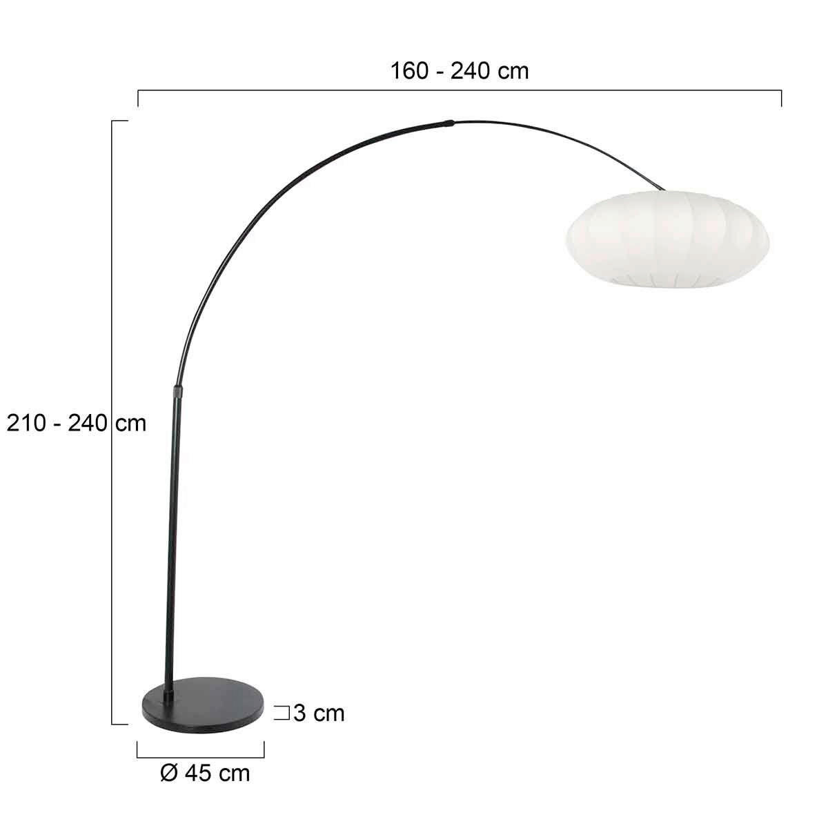 STEHLEUCHTE SPARKLED LIGHT 50/240/230 cm  - Schwarz/Weiß, Trend, Textil/Metall (50/240/230cm)