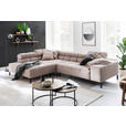 ECKSOFA inkl. Sitzvorzug in Cord Taupe  - Taupe/Schwarz, Design, Textil/Metall (216/321cm) - Hom`in