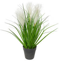 DEKORAČNÍ TRÁVA 36 cm - bílá/černá, Basics, kov/plast (36cm) - Ambia Home