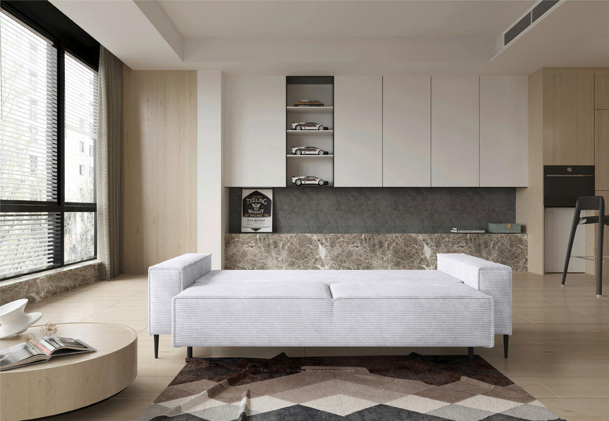 KANAPÉÁGY textil ekrü  - fekete/ekrü, Design, textil/fém (240/89/103cm) - Ti'me