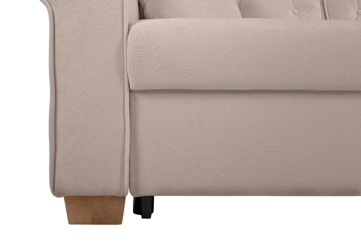 SCHLAFSOFA in Bouclé Taupe  - Taupe/Buchefarben, Design, Holz/Textil (240/94/98cm) - MID.YOU