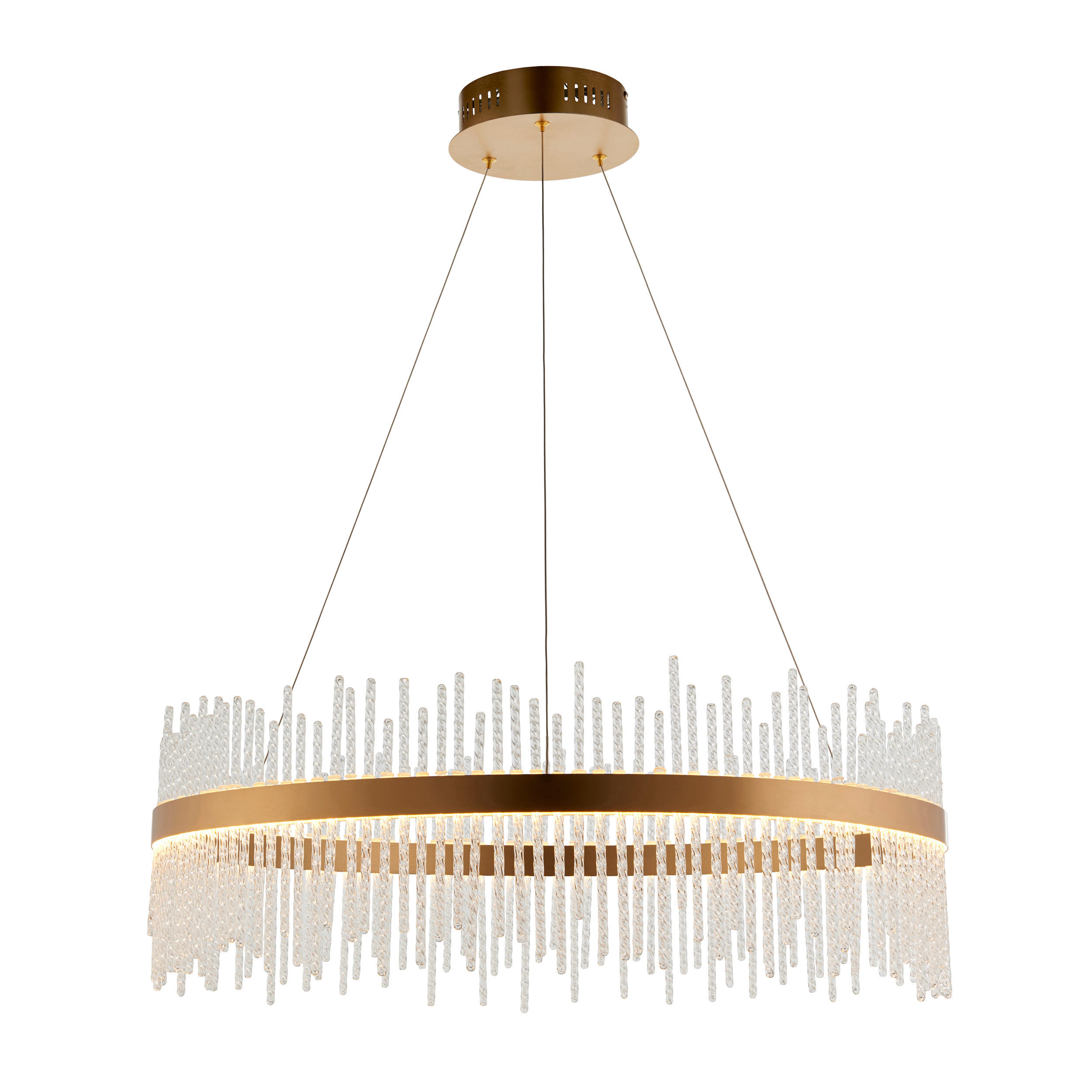 LED-HÄNGELEUCHTE Endon Adriel 70/120 cm   - Bronzefarben/Nickelfarben, KONVENTIONELL, Glas/Kunststoff (70/120cm) - ENDON