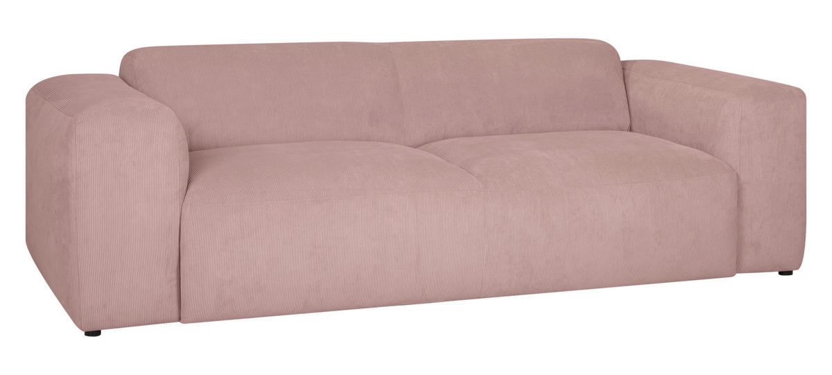 3-SITZER-SOFA in Cord Rosa  - Schwarz/Rosa, Design, Kunststoff/Textil (247/75/104cm) - MID.YOU