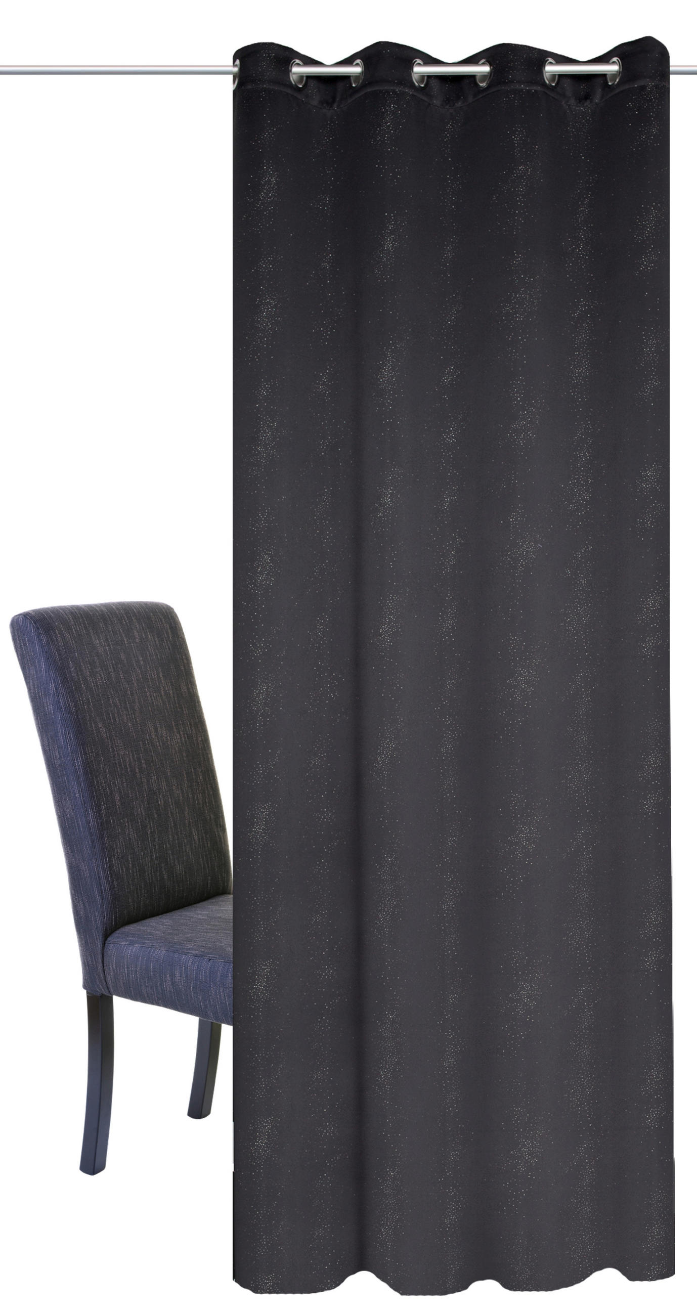 ÖSENVORHANG black-out (lichtundurchlässig)  - Schwarz, Basics, Textil (135/245cm) - Schmidt W. Gmbh