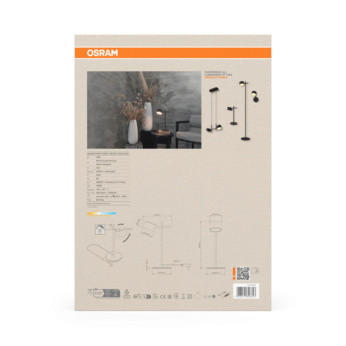 LED-TISCHLEUCHTE 16/24,5/40 cm   - Schwarz, Basics, Kunststoff/Metall (16/24,5/40cm) - Osram