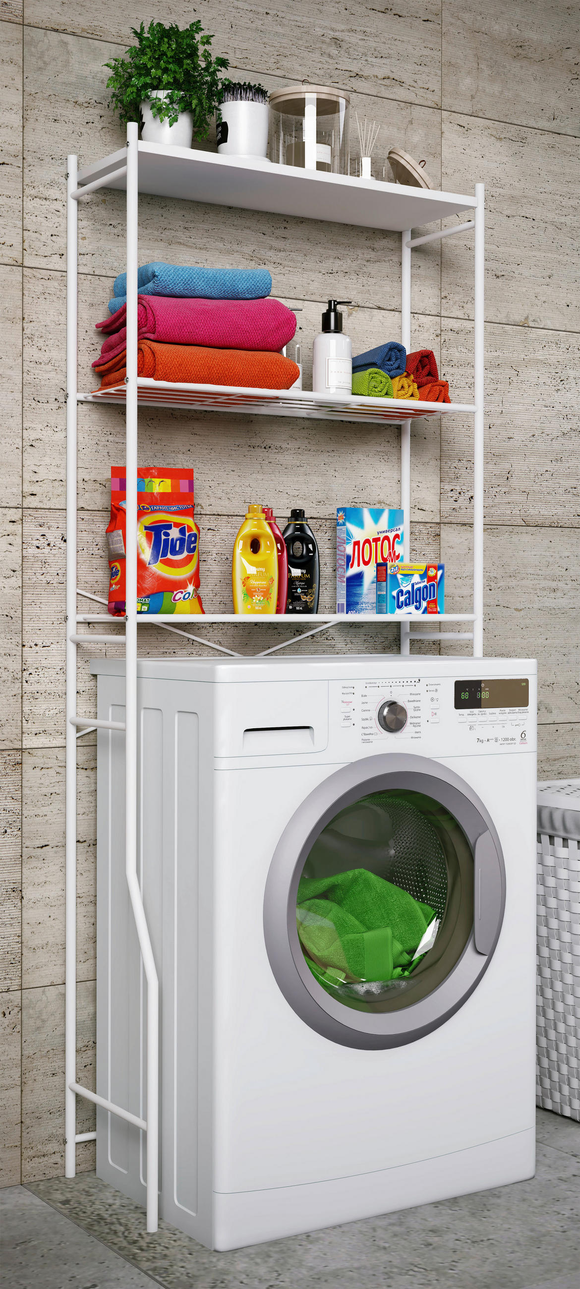 WASCHMASCHINENSCHRANK 67,5/160/25 cm  in Weiss  - Weiss, Modern, Metall (67,5/160/25cm) - MID.YOU