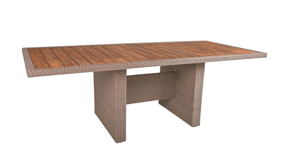 GARTENTISCH 220/100/75 cm Holz, Metall, Kunststoff rechteckig  - Schwarz/Braun, Basics, Holz/Kunststoff (220/100/75cm) - Gardenson