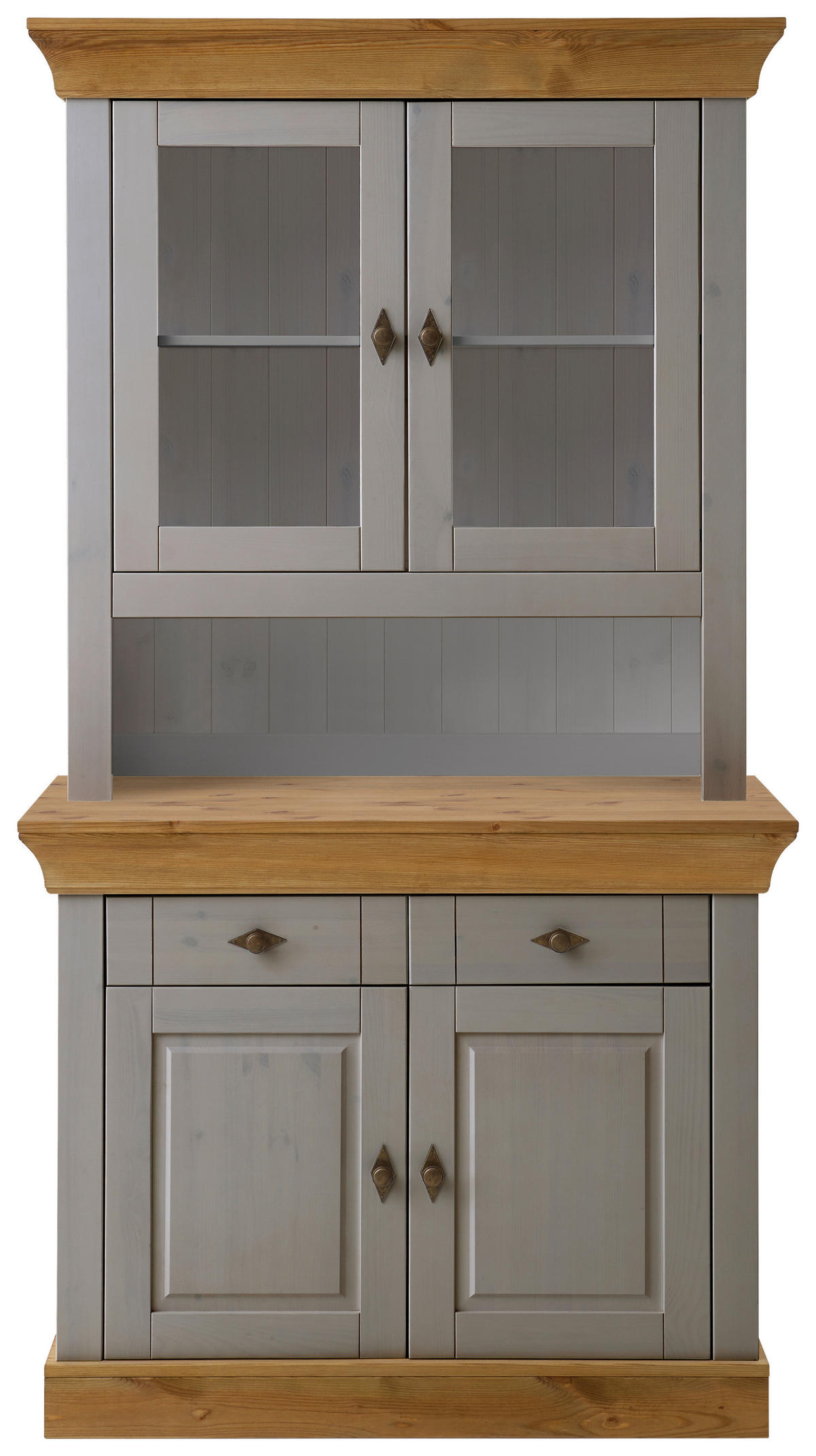BUFFET 108/197/45 cm  in Grau, Laugenfarbig  - Laugenfarbig/Grau, ROMANTIK / LANDHAUS, Glas/Holz (108/197/45cm) - Boxxx