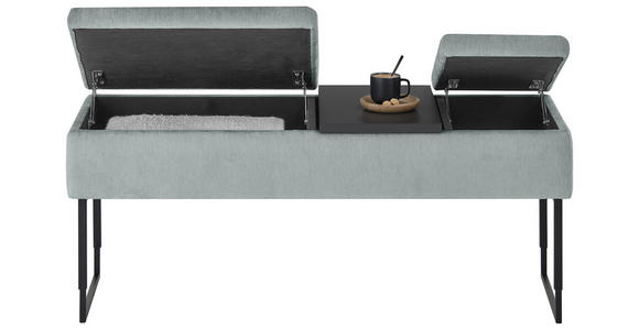 BETTBANK Flachgewebe Fichte, Kiefer Hellblau  - Schwarz/Hellblau, Design, Holz/Textil (124/45,5-61,5/49cm) - Dieter Knoll