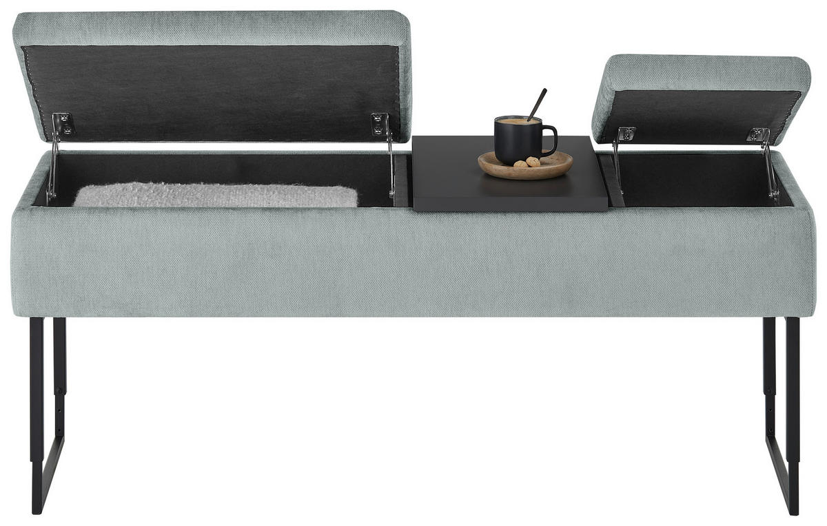 BETTBANK Flachgewebe Fichte, Kiefer Hellblau  - Schwarz/Hellblau, Design, Holz/Textil (124/45,5-61,5/49cm) - Dieter Knoll