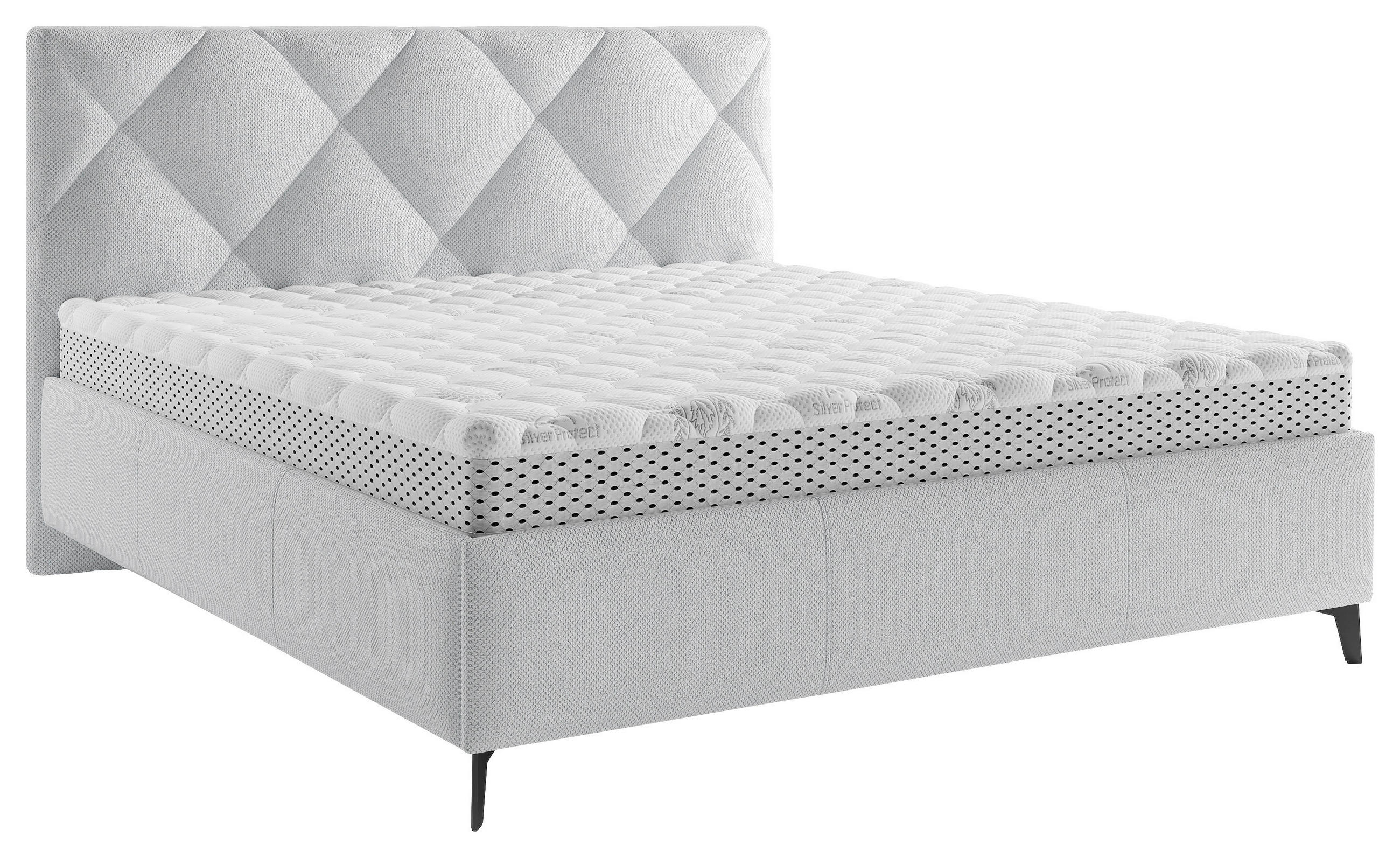 POLSTERBETT 160/200 cm,  in Bronzefarben, gepolstertes Kopfteil, Lattenrost, Bettkasten,  - Hellgrau/Schwarz, MODERN, Holz/Textil (160/200cm) - Boxxx