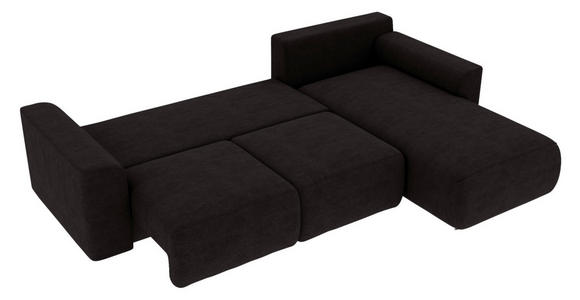 ECKSOFA Dunkelbraun Lederlook  - Chromfarben/Dunkelbraun, KONVENTIONELL, Kunststoff/Textil (293/195cm) - Carryhome