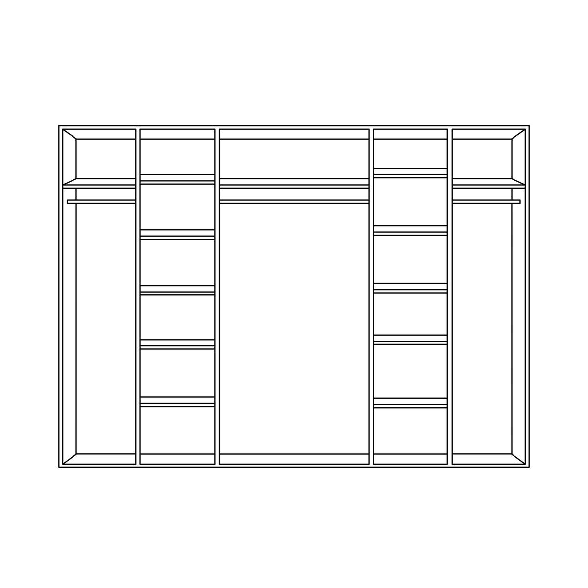 DREHTÜRENSCHRANK in Schwarz, Hellgrau  - Silberfarben/Hellgrau, Design, Glas/Holzwerkstoff (280/220/59cm) - Jutzler