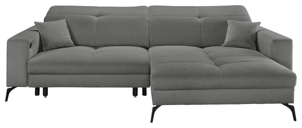 ECKSOFA Dunkelgrau Webstoff  - Dunkelgrau/Schwarz, KONVENTIONELL, Textil/Metall (285/180cm) - SetOne by Musterring