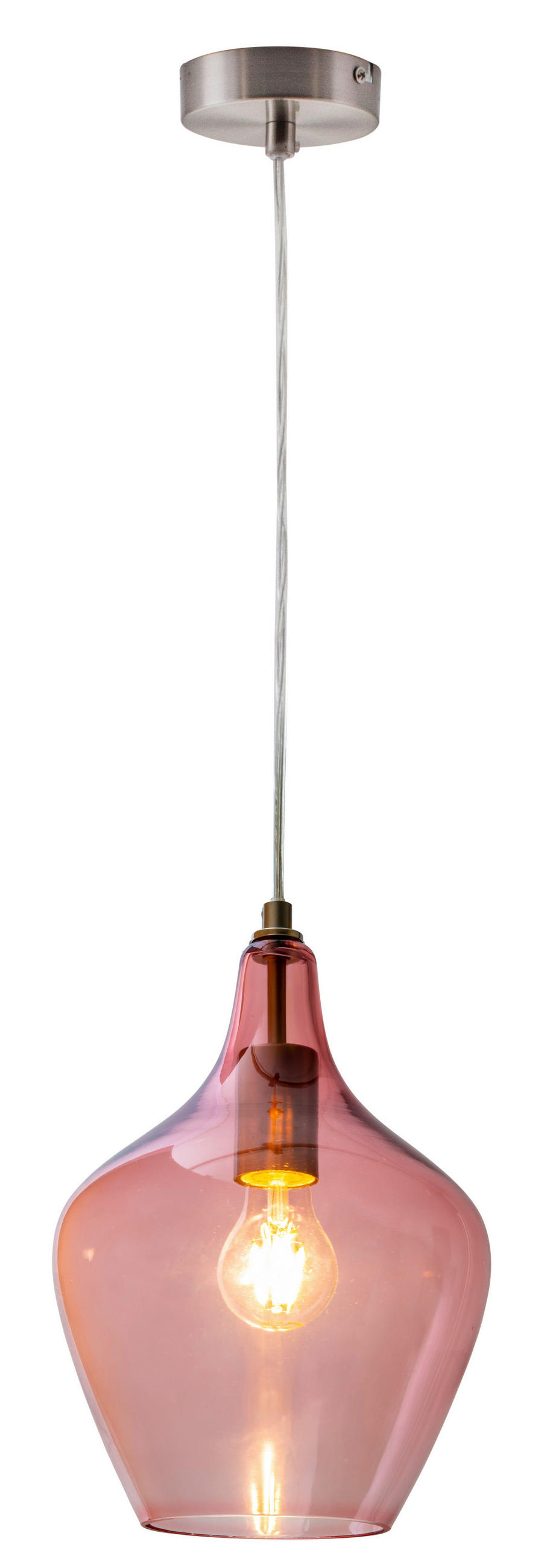 HÄNGLAMPA Paso 22/30-150 cm  - rosa, Design, glas (22/30-150cm) - Globo
