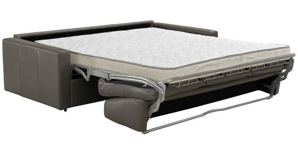 SCHLAFSOFA Bard in Echtleder Grau  - Hellgrau/Schwarz, KONVENTIONELL, Leder/Kunststoff (206/81/96cm) - Novel