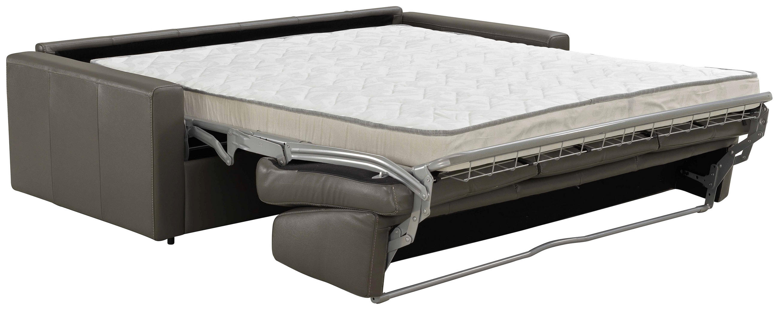 SCHLAFSOFA Bard Grau Echtleder  - Hellgrau/Schwarz, KONVENTIONELL, Leder/Kunststoff (206/81/96cm) - Novel