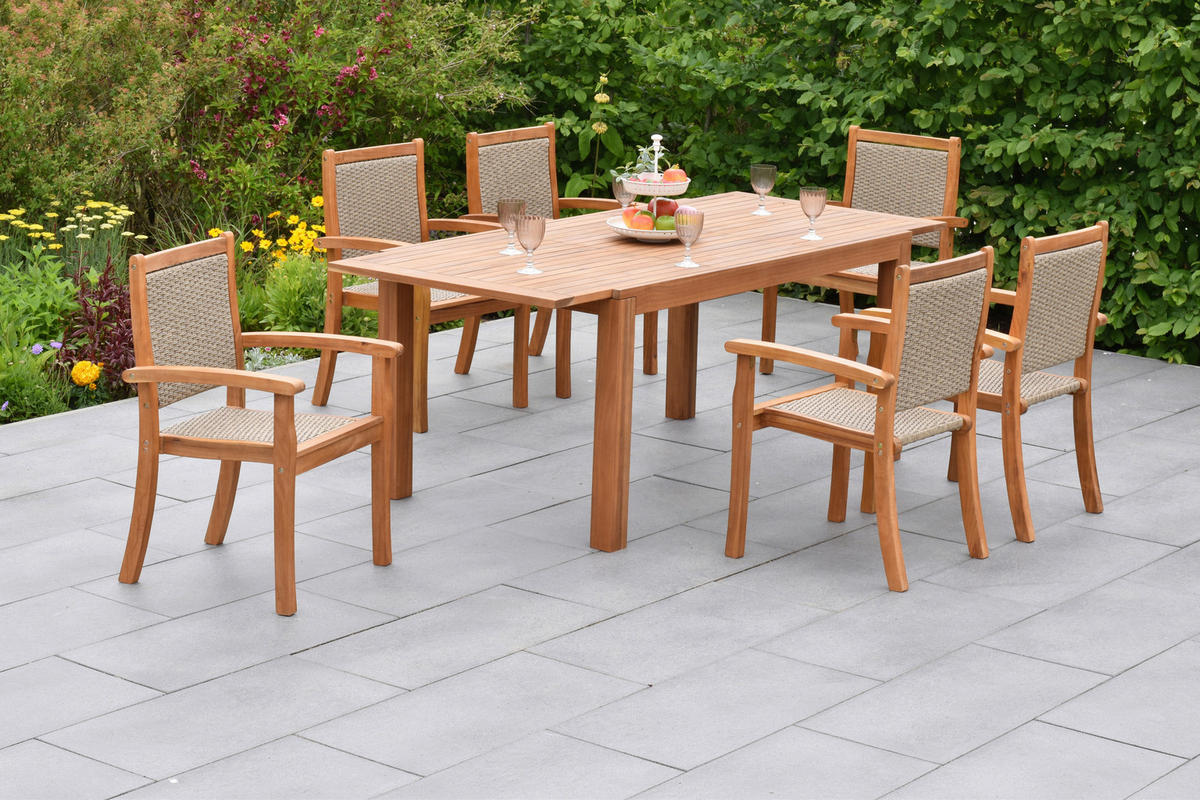 GARTENSET 7-teilig  - Naturfarben, MODERN, Holz/Kunststoff - Gardenson