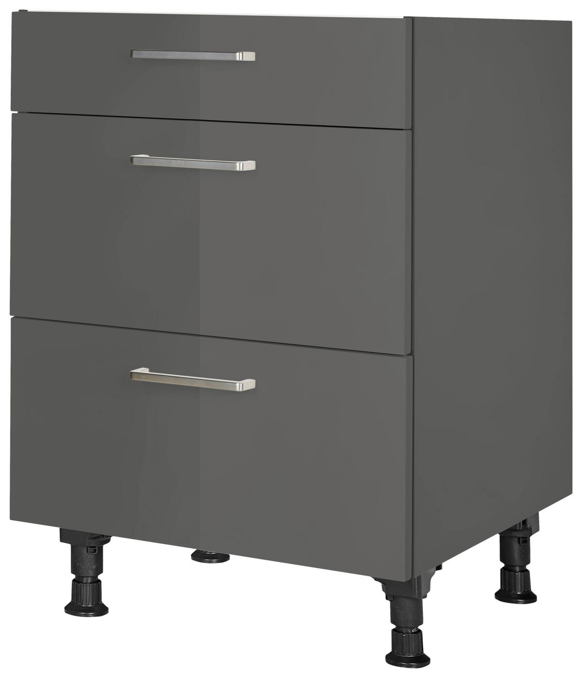 SCHUBKASTENUNTERSCHRANK 60/87/56 cm  in Schieferfarben  - Schieferfarben/Edelstahlfarben, MODERN, Holzwerkstoff/Metall (60/87/56cm) - Nobilia