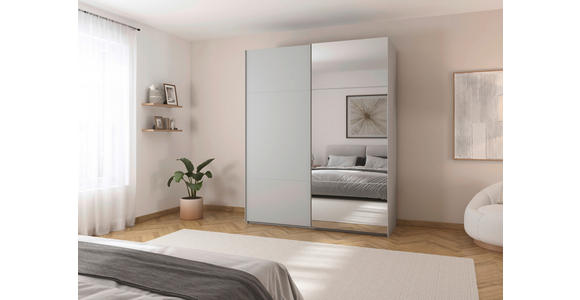SCHWEBETÜRENSCHRANK 201/223/68 cm 2-türig Grau - Grau, KONVENTIONELL, Glas/Holzwerkstoff (201/223/68cm) - Novel