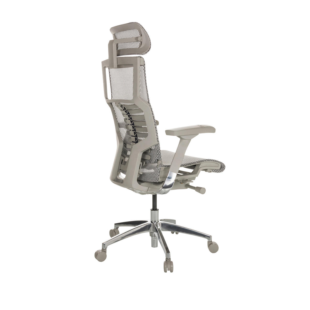DREHSTUHL  in Netz Hellgrau  - Hellgrau/Alufarben, Basics, Kunststoff/Textil (67/119-135/60cm) - MID.YOU