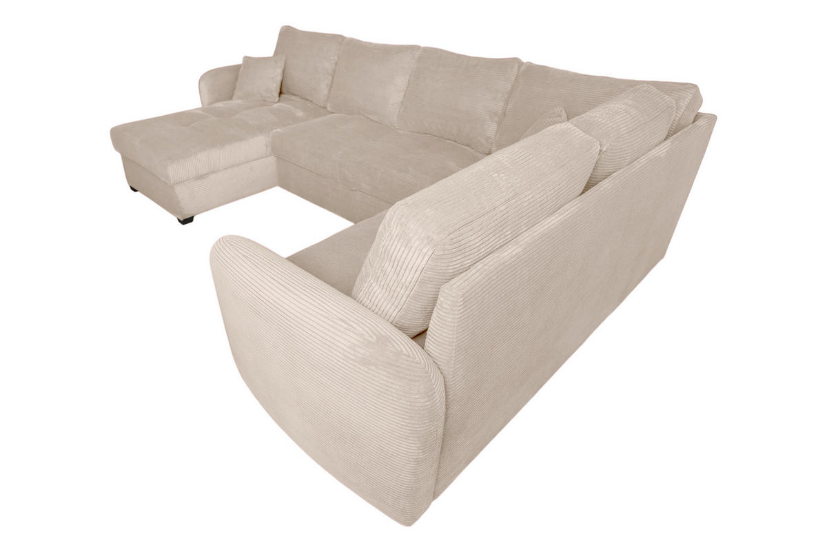 WOHNLANDSCHAFT SORINA Hellbraun Cord  - Hellbraun/Schwarz, Design, Kunststoff/Textil (157/305/202cm) - MID.YOU