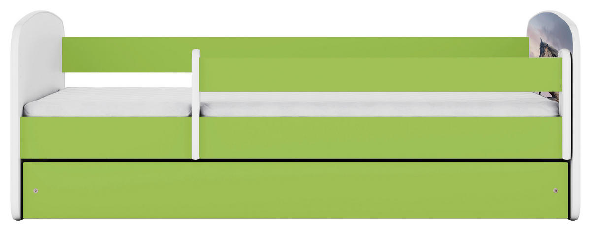 KINDER-/JUNIORBETT 80/160 cm  in Grün, Weiß  - Birkefarben/Weiß, MODERN, Holz/Holzwerkstoff (80/160cm) - MID.YOU