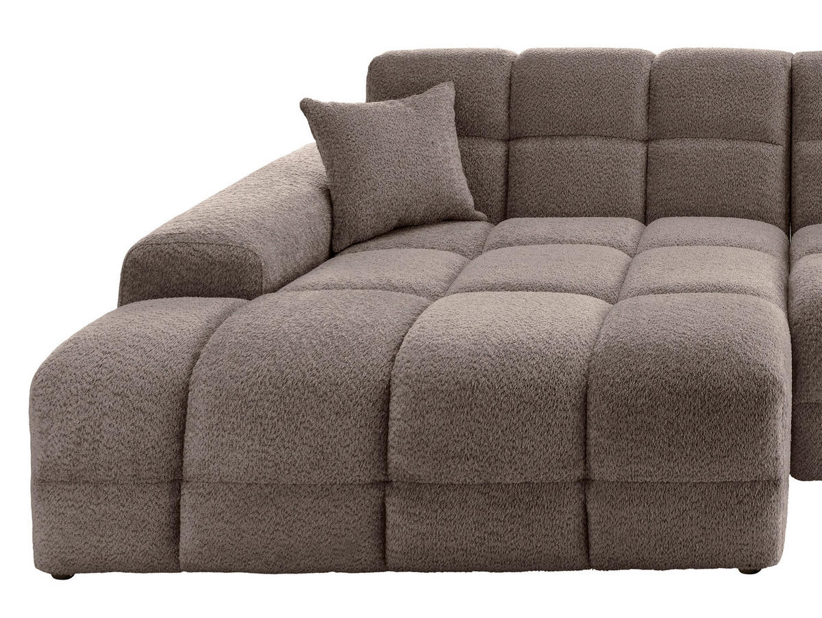 ECKSOFA in Bouclé Taupe  - Taupe/Schwarz, Modern, Kunststoff/Textil (152/301cm) - Livetastic