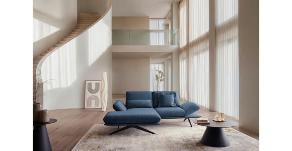 ECKSOFA  in Flachgewebe Blau  155/234 cm  - Blau/Schwarz, Design, Textil/Metall (155/234cm) - Dieter Knoll