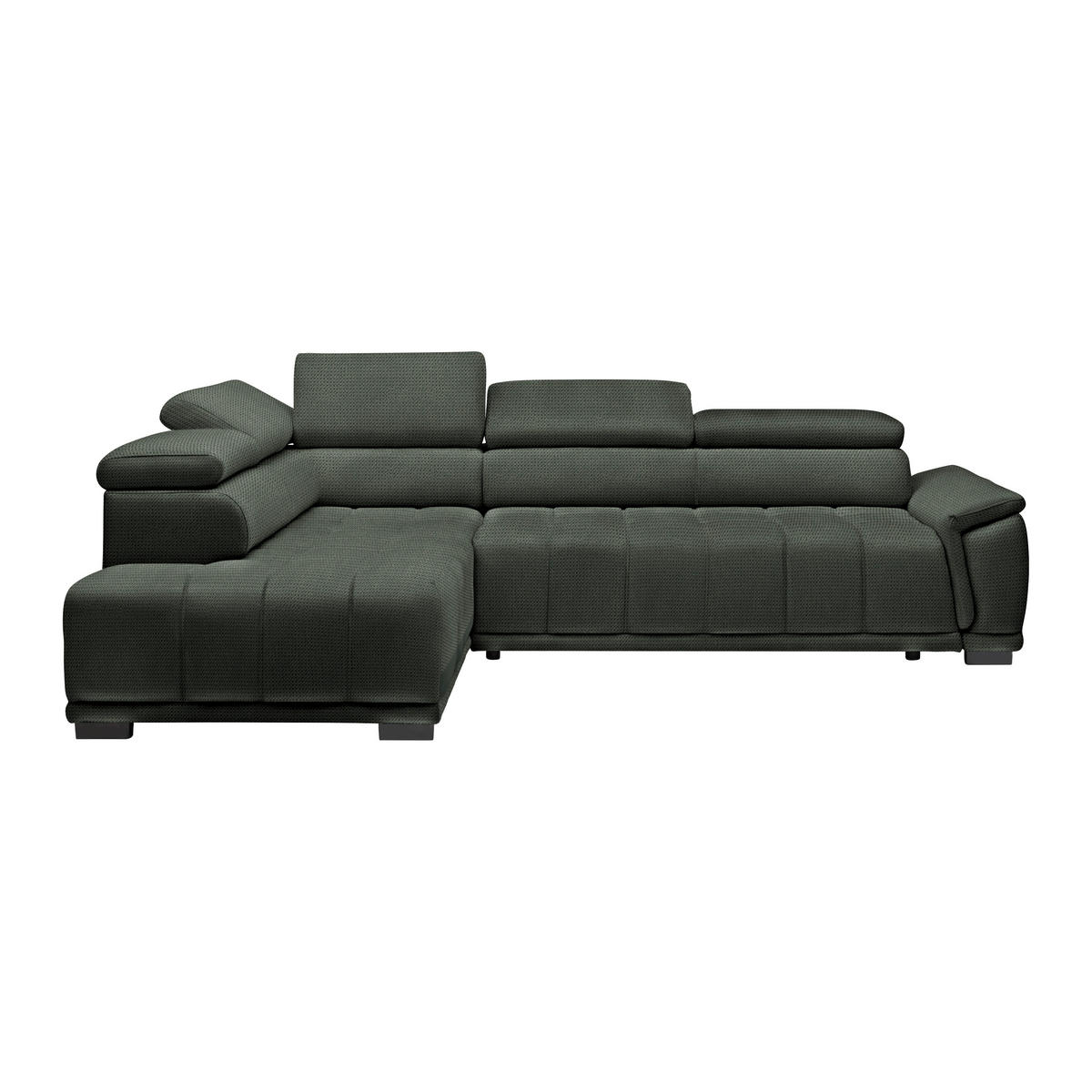 HÖRNSOFFA i chenille, vävt tyg mörkgrön  - svart/mörkgrön, Modern, textil/plast (106/283cm) - MID.YOU