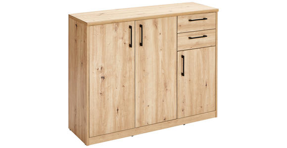 KOMMODE  in 106/84/36 cm  - Schwarz/Eiche Artisan, Basics, Holzwerkstoff/Kunststoff (106/84/36cm) - Xora