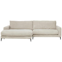 ECKSOFA 190/272 cm  in Cord Naturfarben, Beige Rücken echt  190/272 cm  - Beige/Schwarz, Design, Textil/Metall (190/272cm) - Lomoco