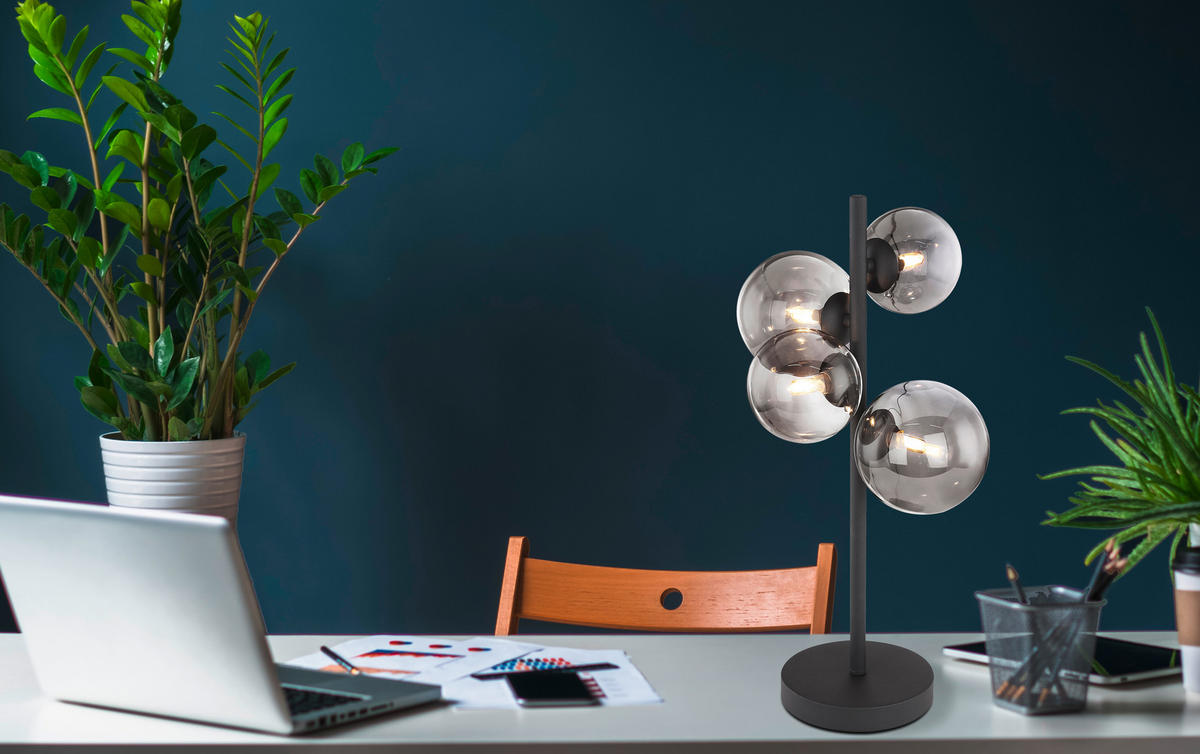 STOLNÍ LED LAMPA, 28/24/48 cm - černá, Design, kov/sklo (28/24/48cm) - Dieter Knoll
