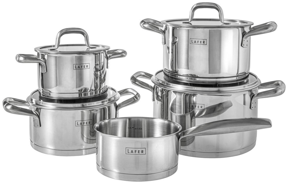 KOCHTOPFSET Pure 5-teilig  - Silberfarben, Design, Glas - Johann Lafer