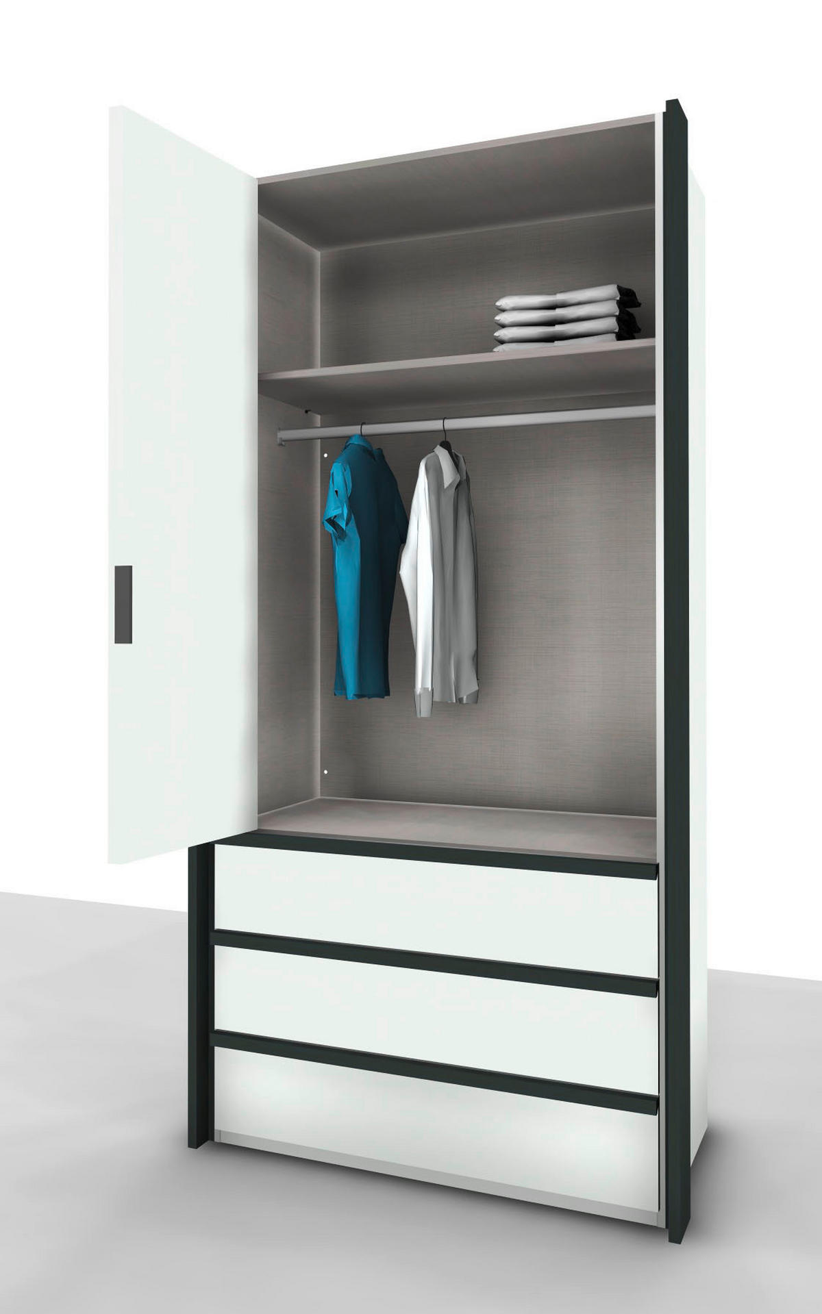 ORMAR S PREKLOPNIM VRATIMA bijela   - bijela/crna, Moderno, drvni materijal (100/216/58cm) - Hom`in