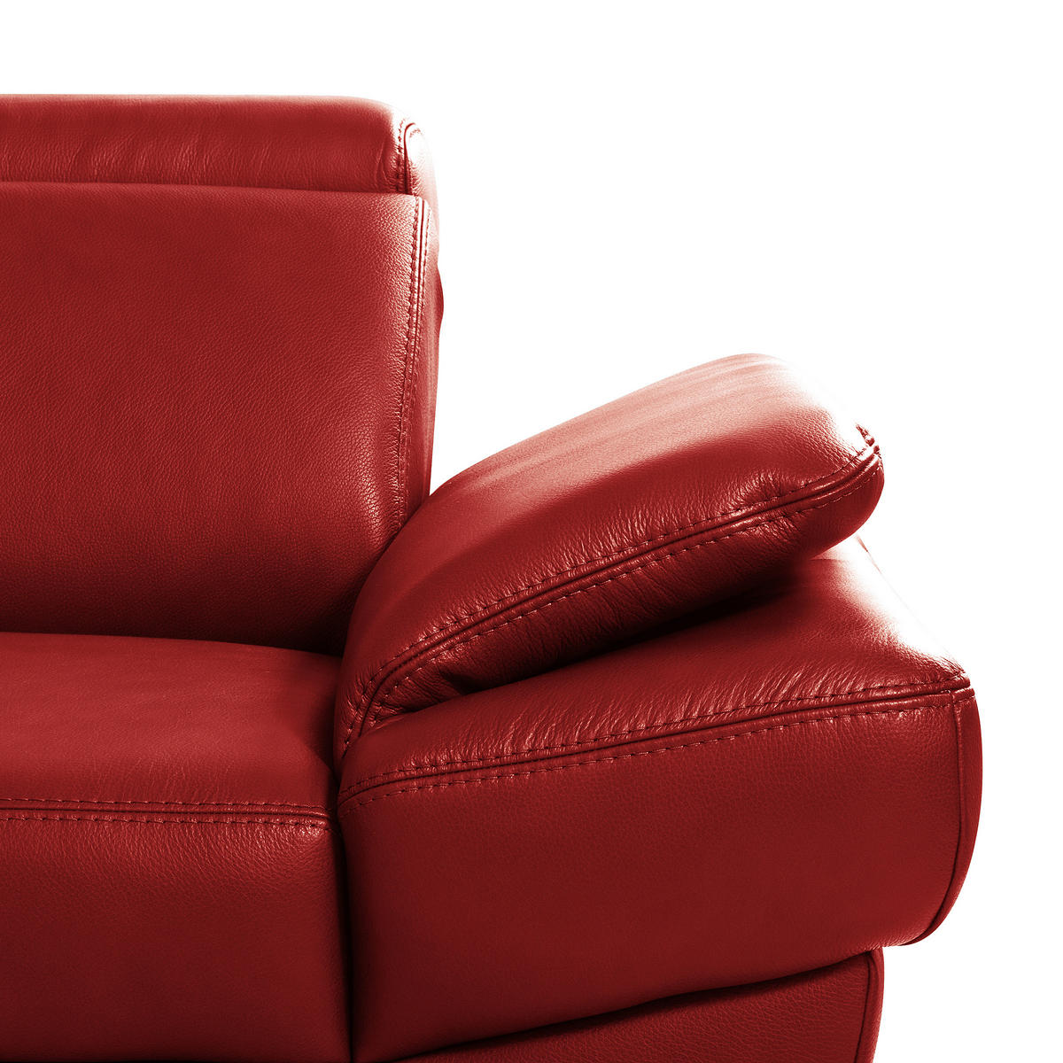 ECKSOFA Rot Echtleder Lederlook Bettkasten, Rücken echt, Armteilverstellung, Relaxfunktion, Kopfteilverstellung  - Rot/Schwarz, Design, Leder/Textil (211/264cm) - Livetastic