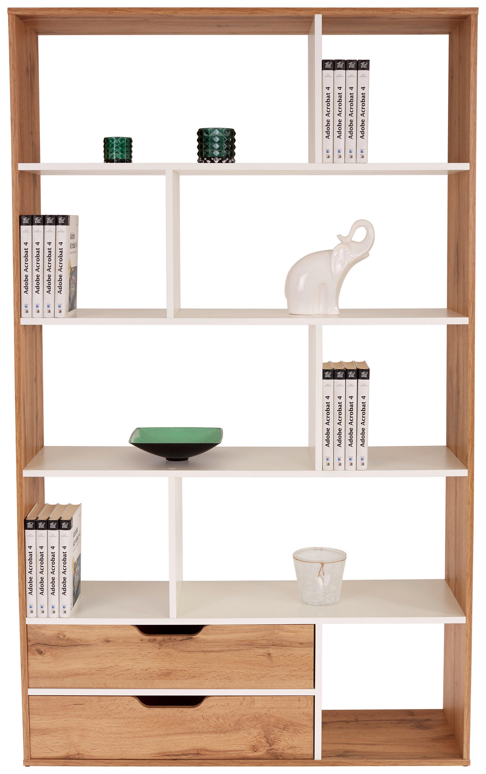 PREDELNA STENA 110/185/32 cm bela, barve hrasta, svetlo rjava  - svetlo rjava/barve hrasta, Moderno, leseni material (110/185/32cm) - Carryhome