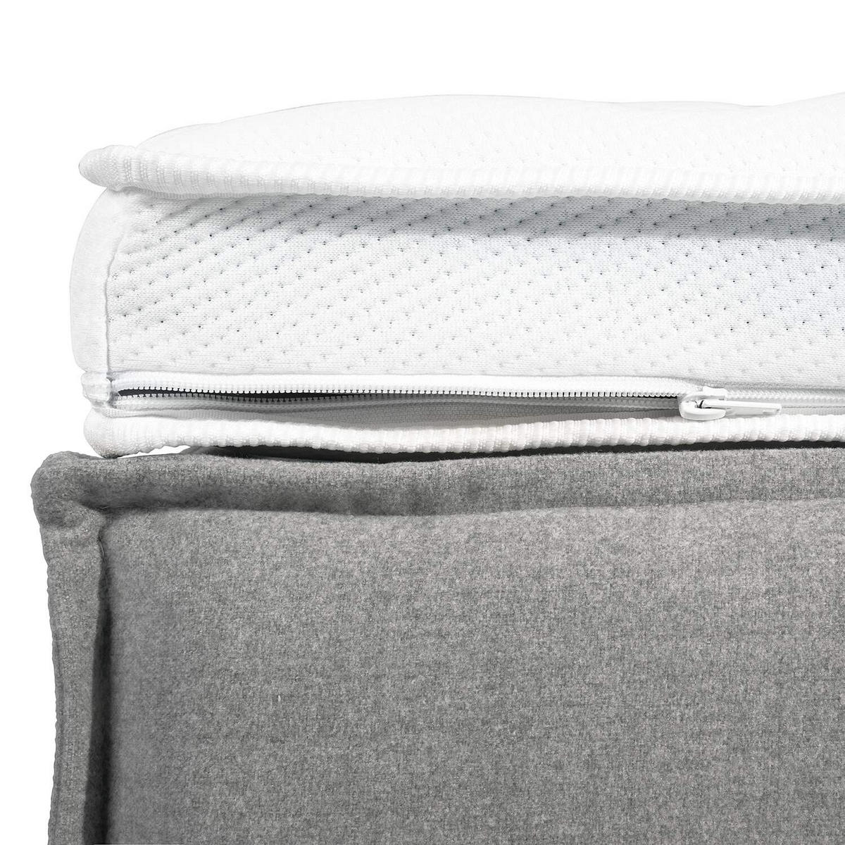BOXSPRINGBETT 160/220 cm  in Hellgrau  - Hellgrau/Schwarz, Design, Kunststoff/Textil (160/220cm) - home24