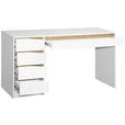 SCHREIBTISCH 140/60/76 cm  in Weiß, Eichefarben  - Eichefarben/Weiß, MODERN, Holzwerkstoff (140/60/76cm) - Venda
